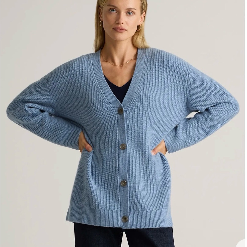 Quince Mongolian Cashmere Fisherman Boyfriend Cardigan